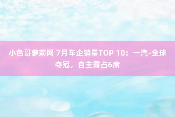 小色哥萝莉网 7月车企销量TOP 10：一汽-全球夺冠，自主霸占6席