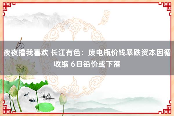 夜夜撸我喜欢 长江有色：废电瓶价钱暴跌资本因循收缩 6日铅价或下落