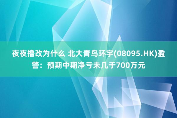 夜夜撸改为什么 北大青鸟环宇(08095.HK)盈警：预期中期净亏未几于700万元