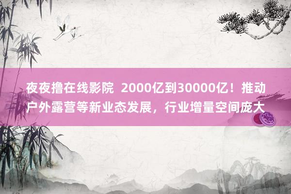 夜夜撸在线影院  2000亿到30000亿！推动户外露营等新业态发展，行业增量空间庞大