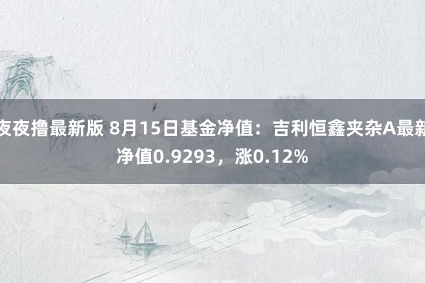 夜夜撸最新版 8月15日基金净值：吉利恒鑫夹杂A最新净值0.9293，涨0.12%