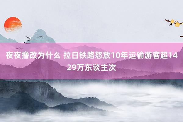 夜夜撸改为什么 拉日铁路怒放10年运输游客超1429万东谈主次