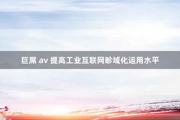 巨屌 av 提高工业互联网畛域化运用水平