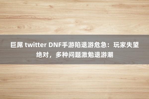 巨屌 twitter DNF手游陷退游危急：玩家失望绝对，多种问题激勉退游潮