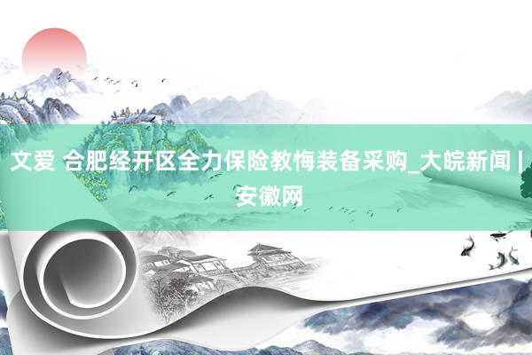 文爱 合肥经开区全力保险教悔装备采购_大皖新闻 | 安徽网