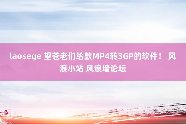 laosege 望苍老们给款MP4转3GP的软件！ 风浪小站 风浪墙论坛