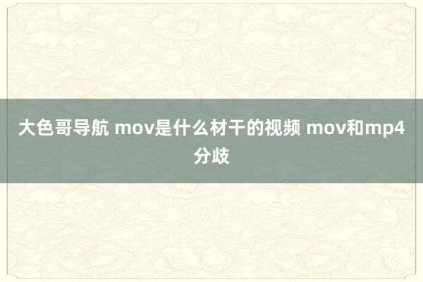 大色哥导航 mov是什么材干的视频 mov和mp4分歧